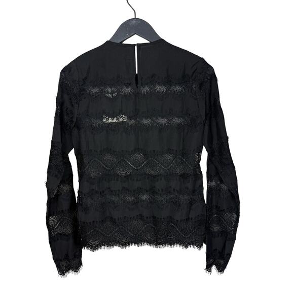 ALL SAINTS Tiff Lace Panelled Sheer Lace Trim Top - Picture 9 of 11